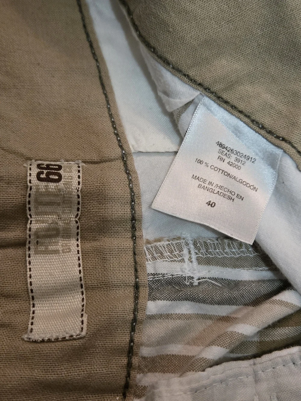 Route 66 Men's Plaid Cargo Shorts White Tan Brown Size 40